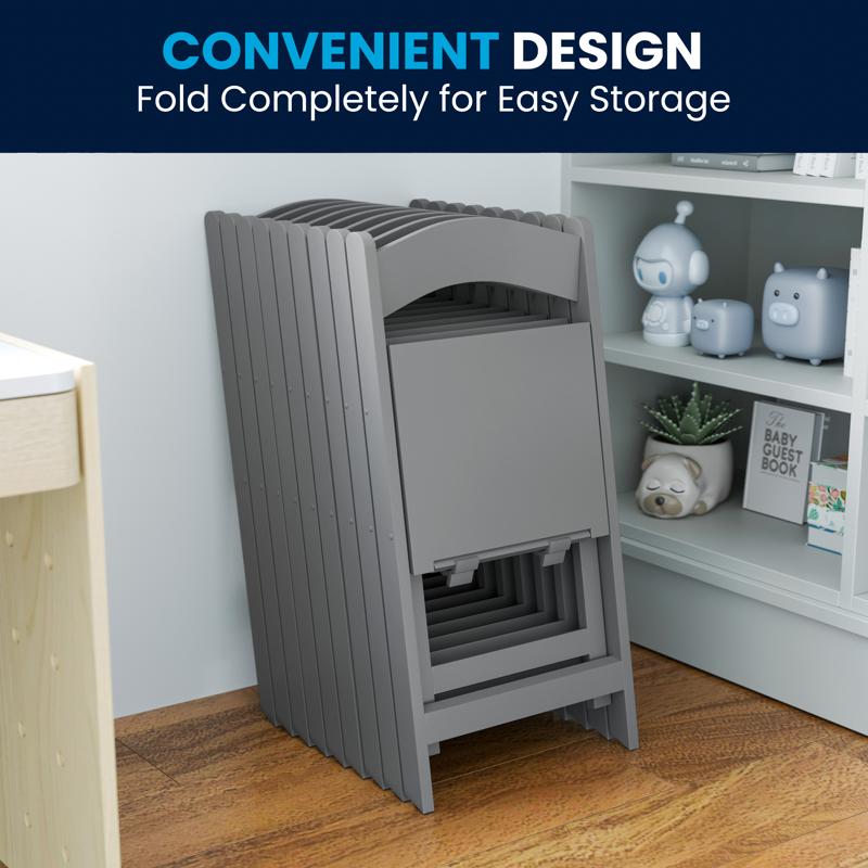 Flash Furniture HERCULES Kids Gray Resin Folding Chair With White Gray Padded Seat