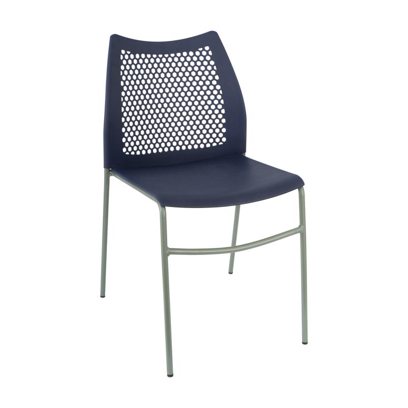 Flash Furniture HERCULES Navy Stack Chair With Air-Vent Back Non-Sled Base And Gray Powder Coated Metal Frame
