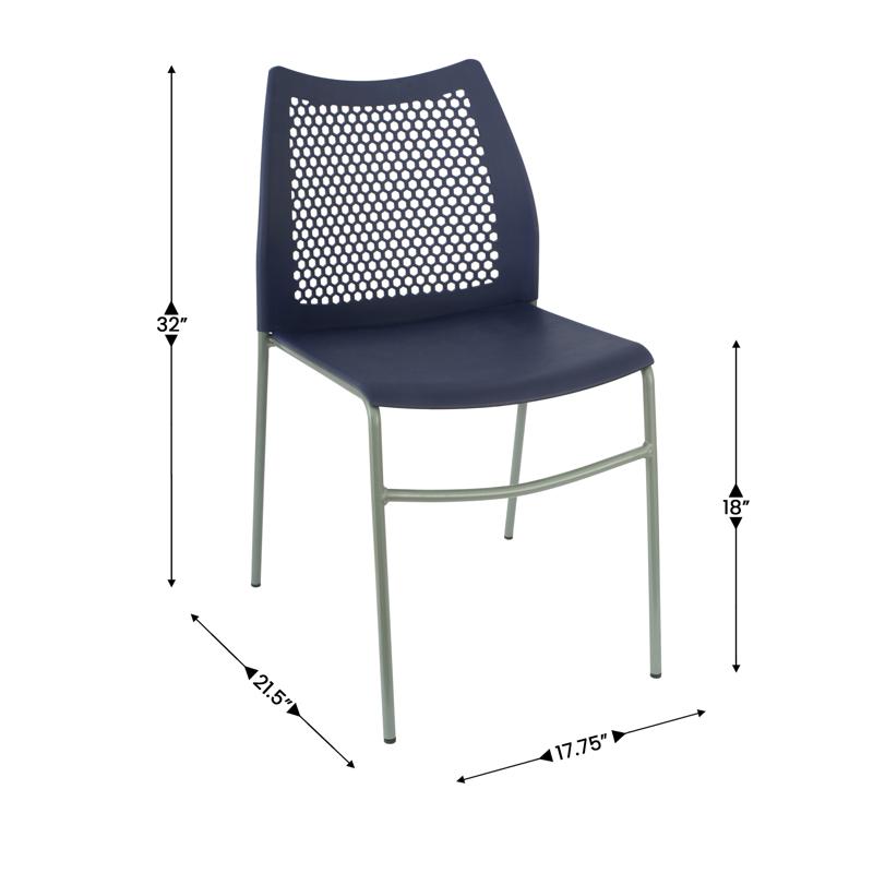 Flash Furniture HERCULES Navy Stack Chair With Air-Vent Back Non-Sled Base And Gray Powder Coated Metal Frame