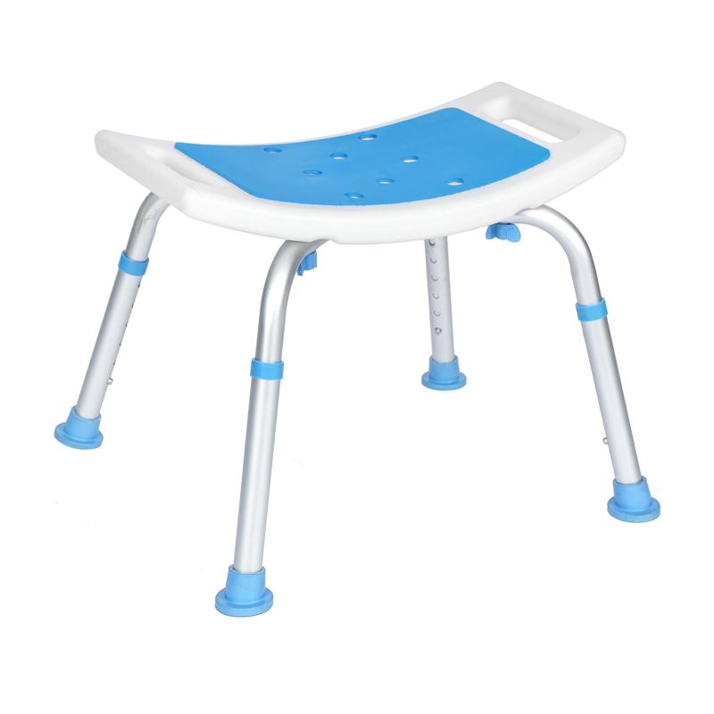 Flash Furniture HERCULES Padded Shower Stool With Adjustable Height Non-Slip Feet And Seat Pad In White/Blue