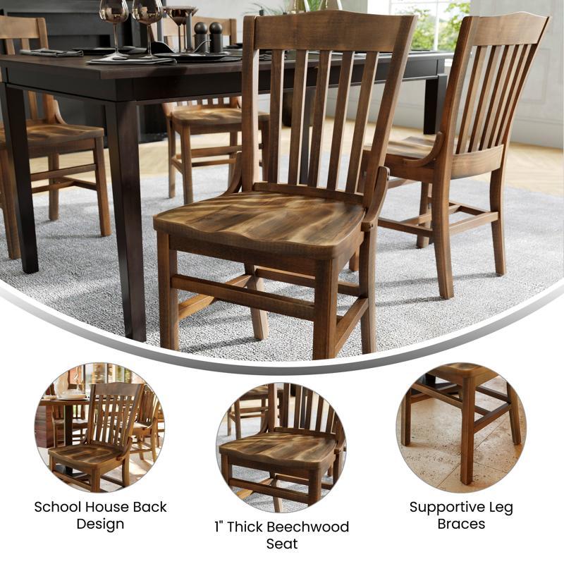 Flash Furniture HERCULES School House Back Antique Copper Wood Restaurant Chair