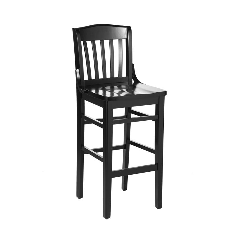 Flash Furniture HERCULES School House Back Black Wood Restaurant Barstool