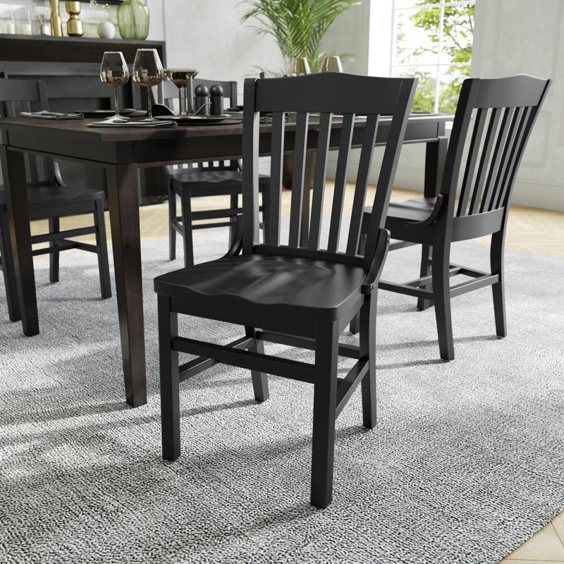 flash furniture HERCULES School House Back Black Wood Restaurant Chair