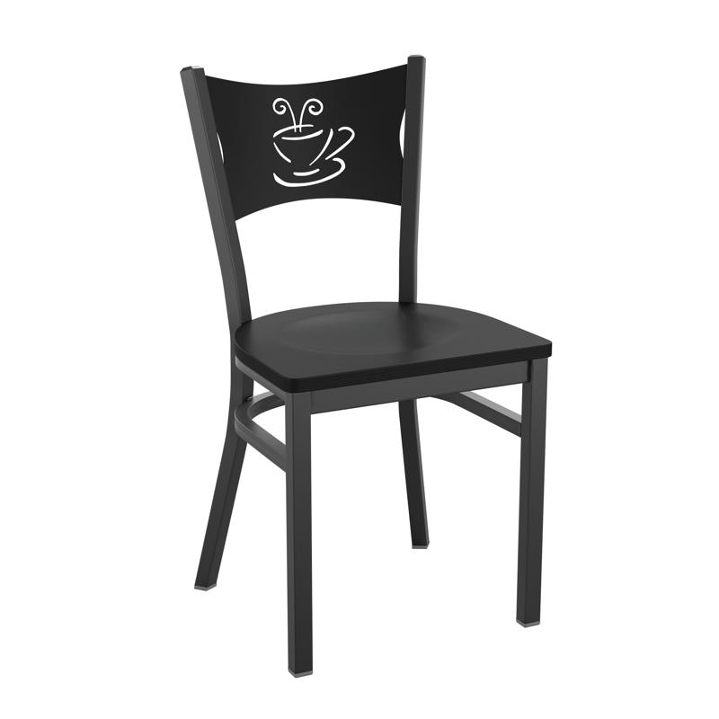 flash furniture HERCULES Series Black Coffee Back Metal Restaurant Chair - Black Wood Seat