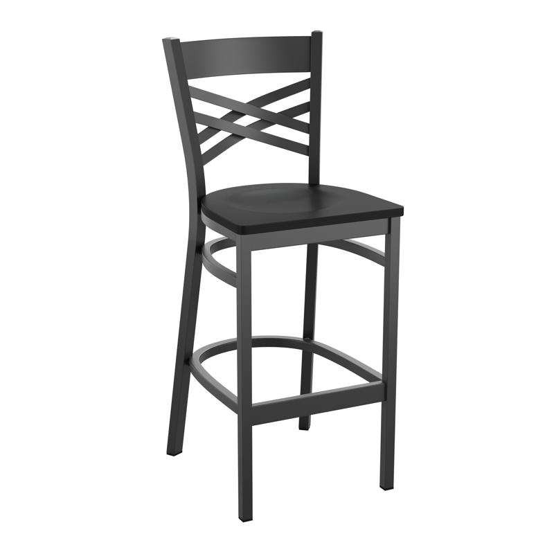 flash furniture HERCULES Series Black ''X'' Back Metal Restaurant Barstool - Black Wood Seat