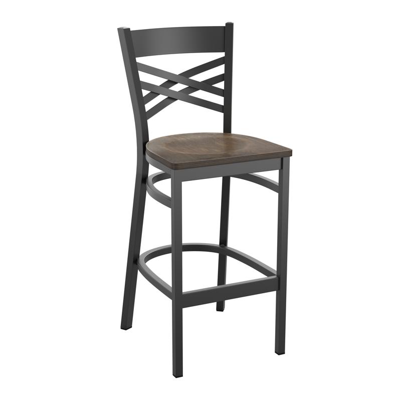 flash furniture HERCULES Series Black ''X'' Back Metal Restaurant Barstool - Antique Copper Wood Seat
