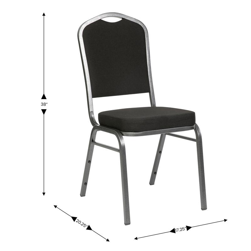 Flash Furniture HERCULES Series Crown Back Stacking Banquet Chair In Black Fabric - Silver Vein Frame