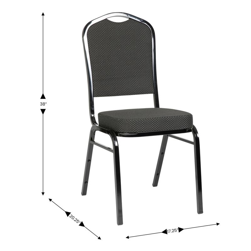 Flash Furniture HERCULES Series Crown Back Stacking Banquet Chair In Black Dot Patterned Fabric - Black Frame