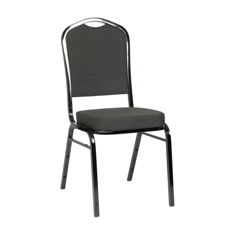 flash furniture HERCULES Series Crown Back Stacking Banquet Chair in Black Dot Patterned Fabric - Black Frame