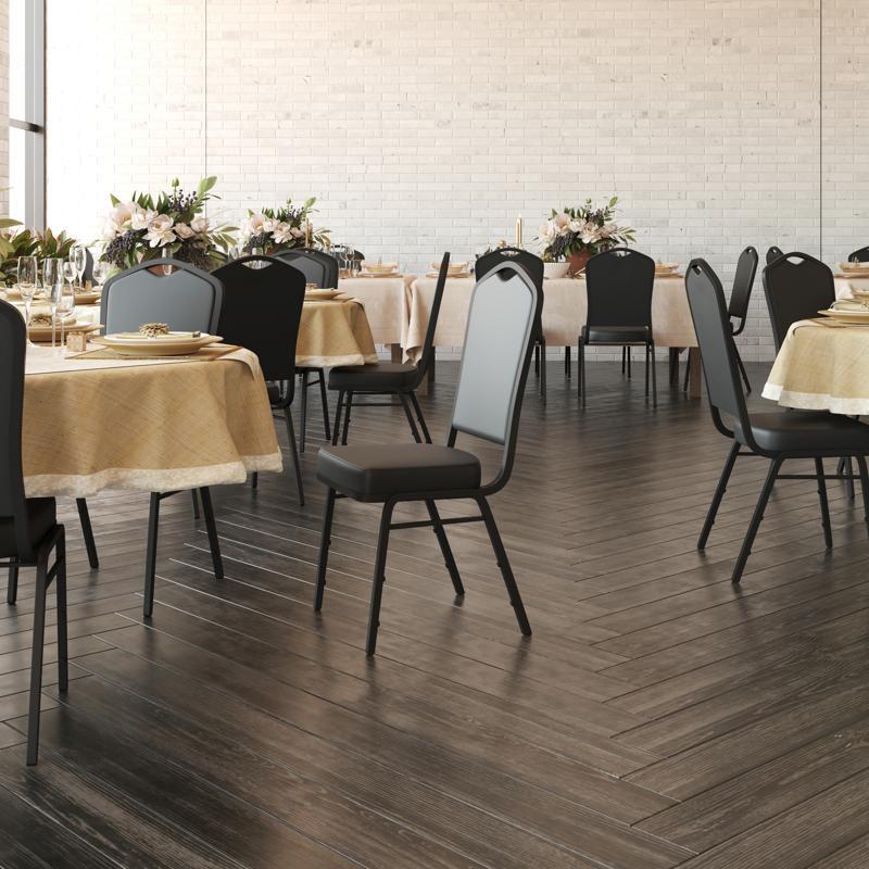 flash furniture HERCULES Series Crown Back Stacking Banquet Chair in Black Vinyl - Black Frame