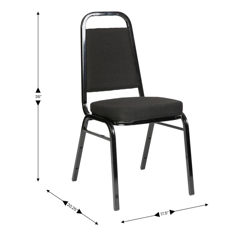 Flash Furniture HERCULES Series Trapezoidal Back Stacking Banquet Chair With Black Fabric And 2.5'' Thick Seat - Black Frame