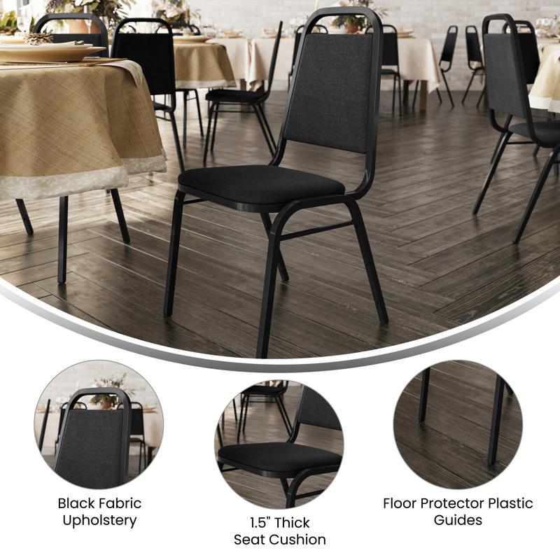 Flash Furniture HERCULES Series Trapezoidal Back Stacking Banquet Chair In Black Fabric - Black Frame