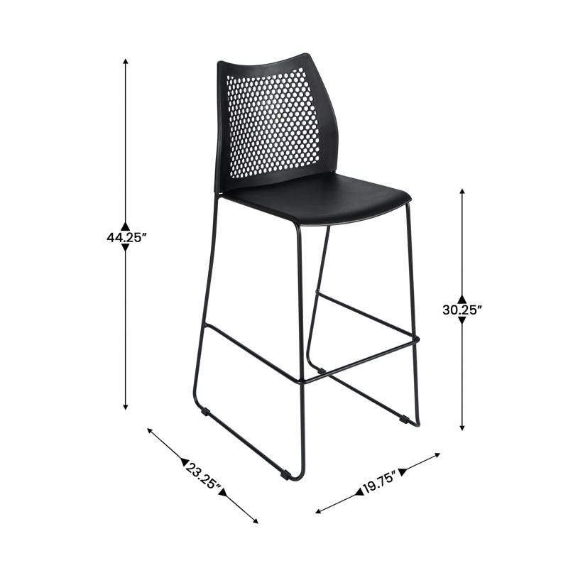 Flash Furniture HERCULES Stack Bar Stool With Air-Vent Back And Powder Coated Sled Base