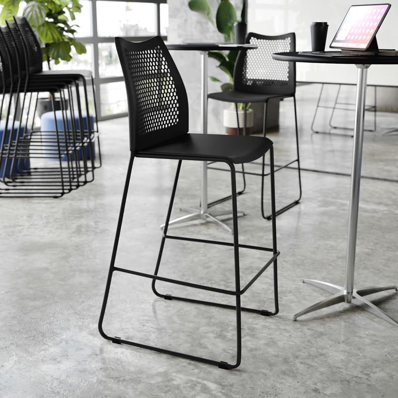 flash furniture HERCULES Stack Bar Stool with Air-Vent Back and Powder Coated Sled Base