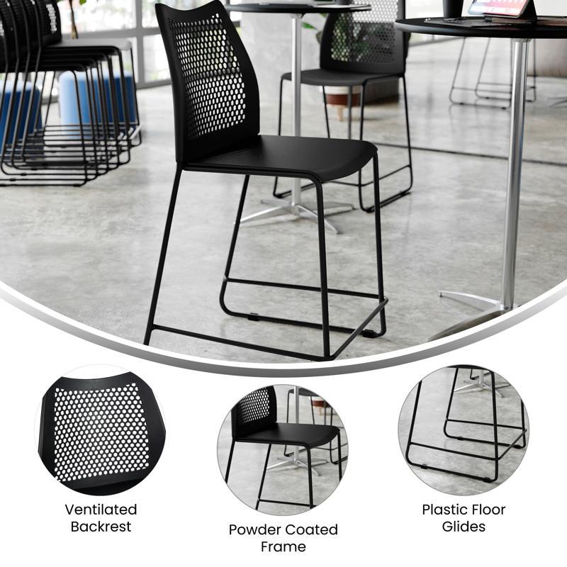 Flash Furniture HERCULES Stack Counter Stool With Air-Vent Back And Powder Coated Sled Base