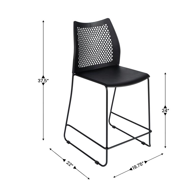 Flash Furniture HERCULES Stack Counter Stool With Air-Vent Back And Powder Coated Sled Base