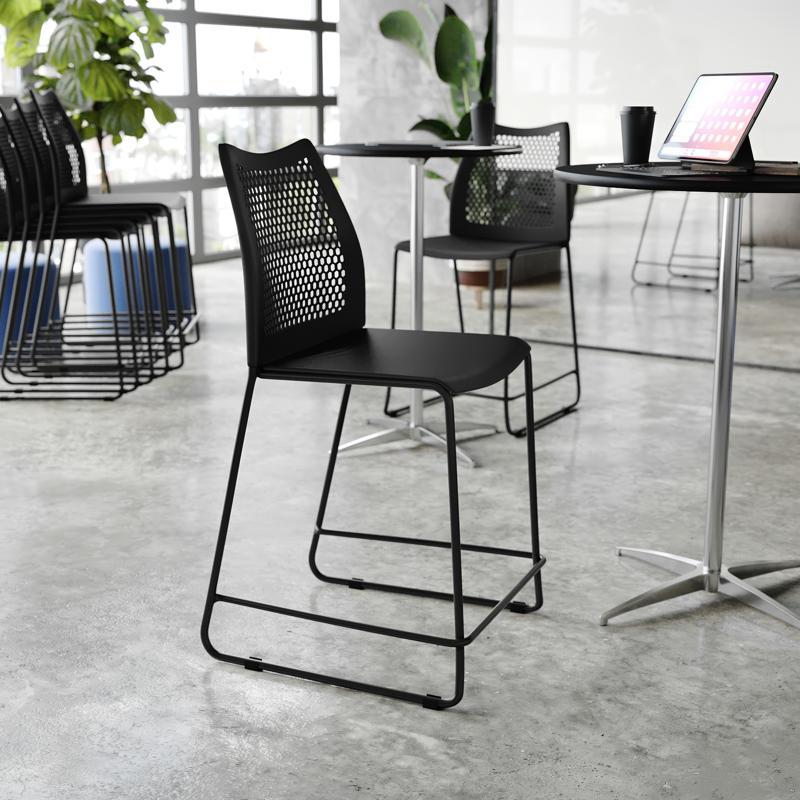 flash furniture HERCULES Stack Counter Stool with Air-Vent Back and Powder Coated Sled Base