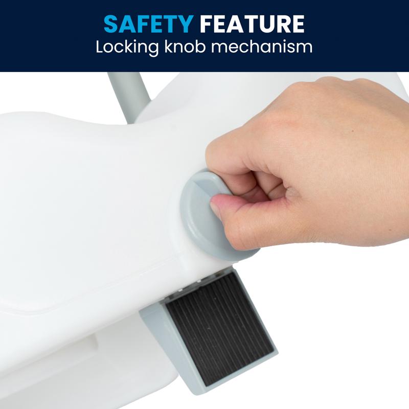 Flash Furniture HERCULES White Elevated Toilet Seat With Height Adjustable Padded Arms And Locking Safety Mechanism