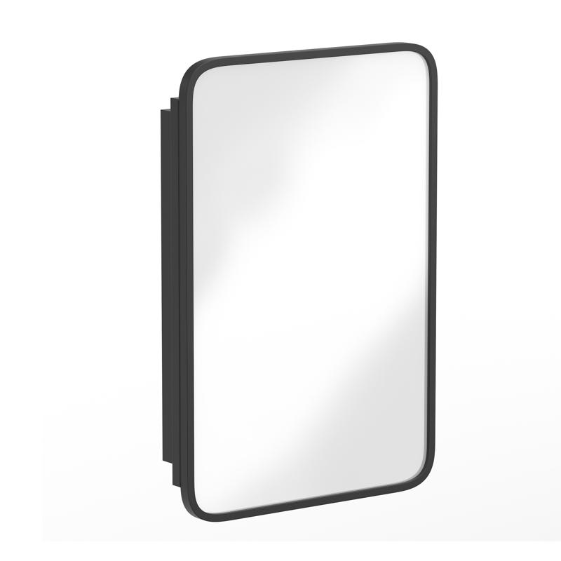 Flash Furniture Jolie 16" X 24" Recessed Bathroom Medicine Cabinet With Rounded Beveled Mirror And Reversible Metal Frame In Black