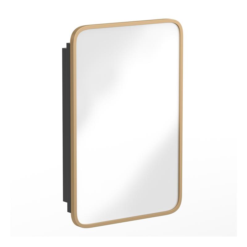 Flash Furniture Jolie 16" X 24" Recessed Bathroom Medicine Cabinet With Rounded Beveled Mirror And Reversible Metal Frame In Gold