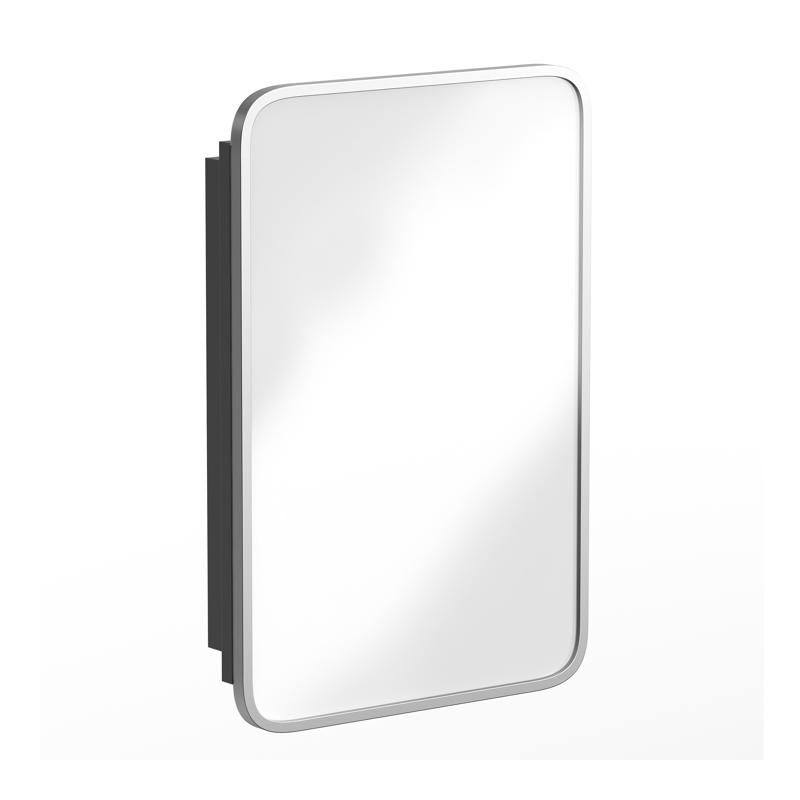 Flash Furniture Jolie 16" X 24" Recessed Bathroom Medicine Cabinet With Rounded Beveled Mirror And Reversible Metal Frame In Silver