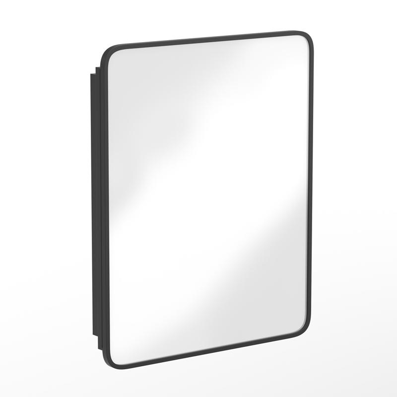 Flash Furniture Jolie 24" X 30" Recessed Bathroom Medicine Cabinet With Rounded Beveled Mirror And Reversible Metal Frame In Black