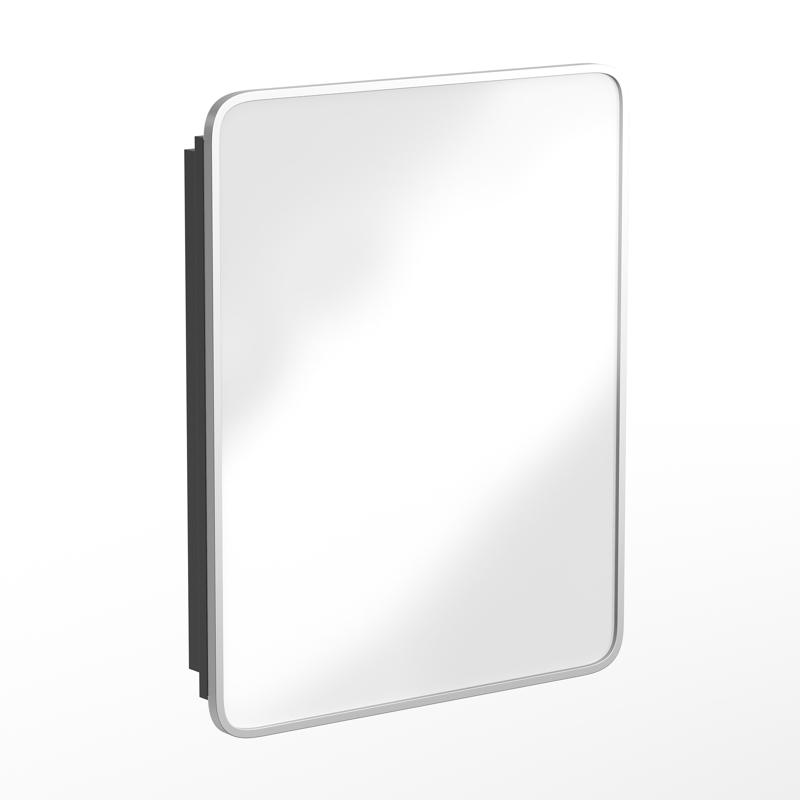 Flash Furniture Jolie 24" X 30" Recessed Bathroom Medicine Cabinet With Rounded Beveled Mirror And Reversible Metal Frame In Silver