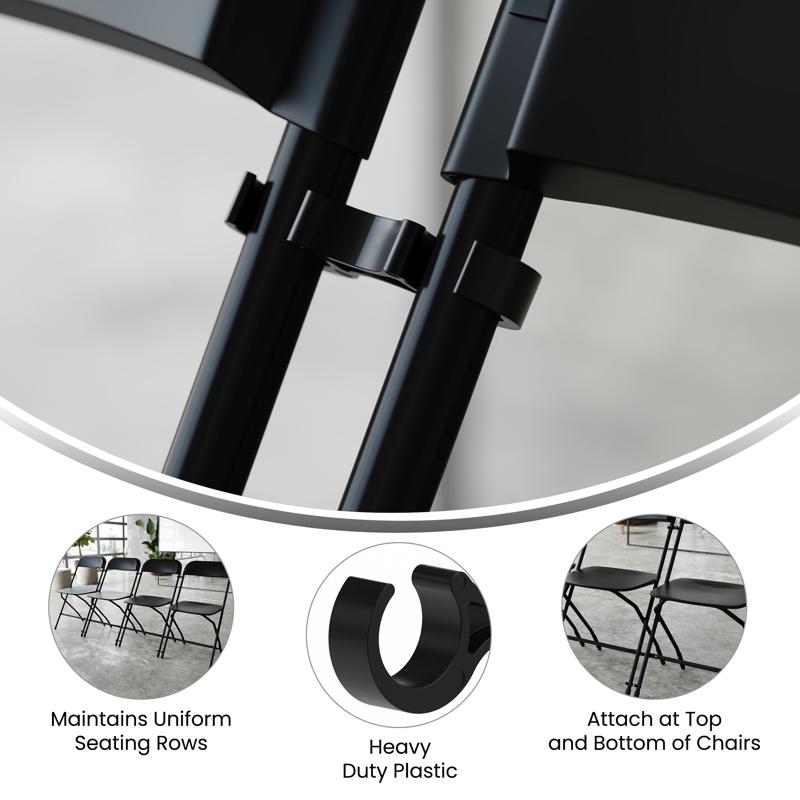 Flash Furniture Lowe Black Wide Plastic Ganging Clips - Set Of 2