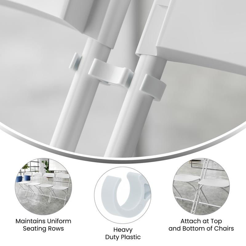 Flash Furniture Lowe White Wide Plastic Ganging Clips - Set Of 2