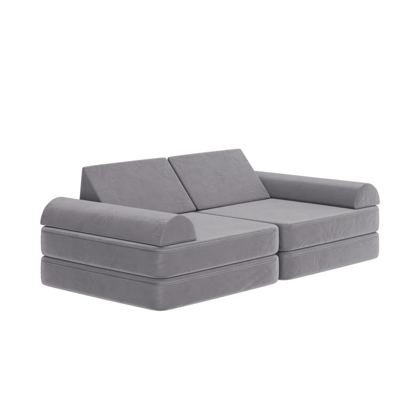 Flash Furniture Marlowe 56" Modular Kids Play Couch With 6 Soft Foam Sectional Sofa Pieces In Gray