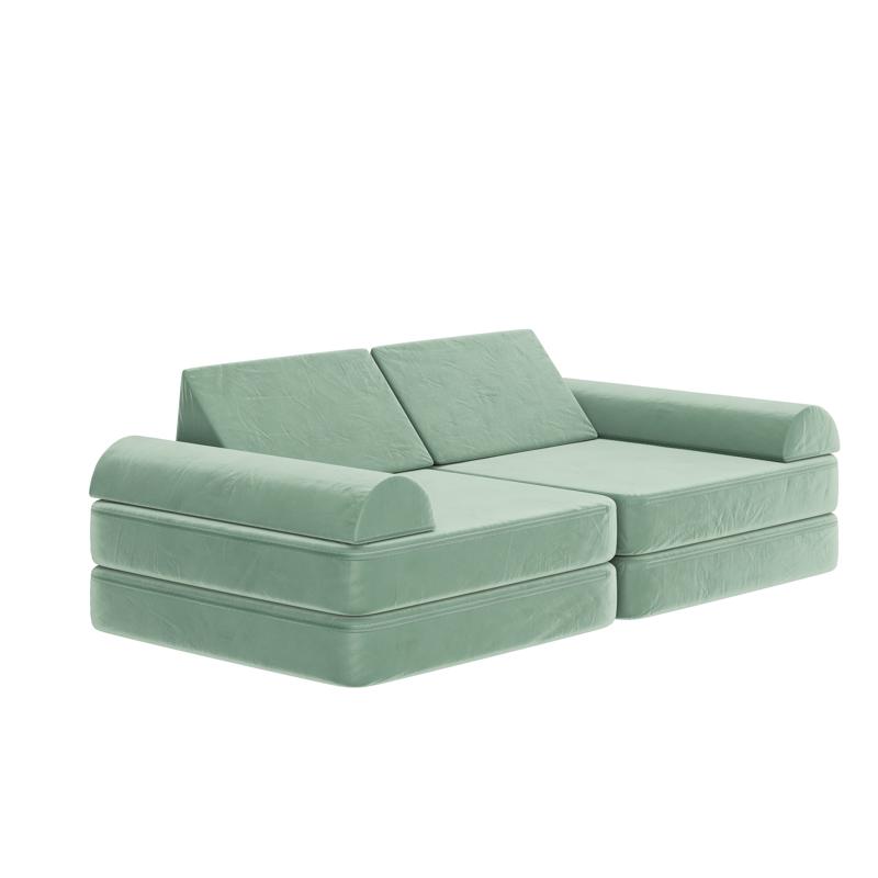 Flash Furniture Marlowe 56" Modular Kids Play Couch With 6 Soft Foam Sectional Sofa Pieces In Sage