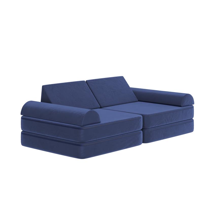 Flash Furniture Marlowe 56" Modular Kids Play Couch With 6 Soft Foam Sectional Sofa Pieces In Blue