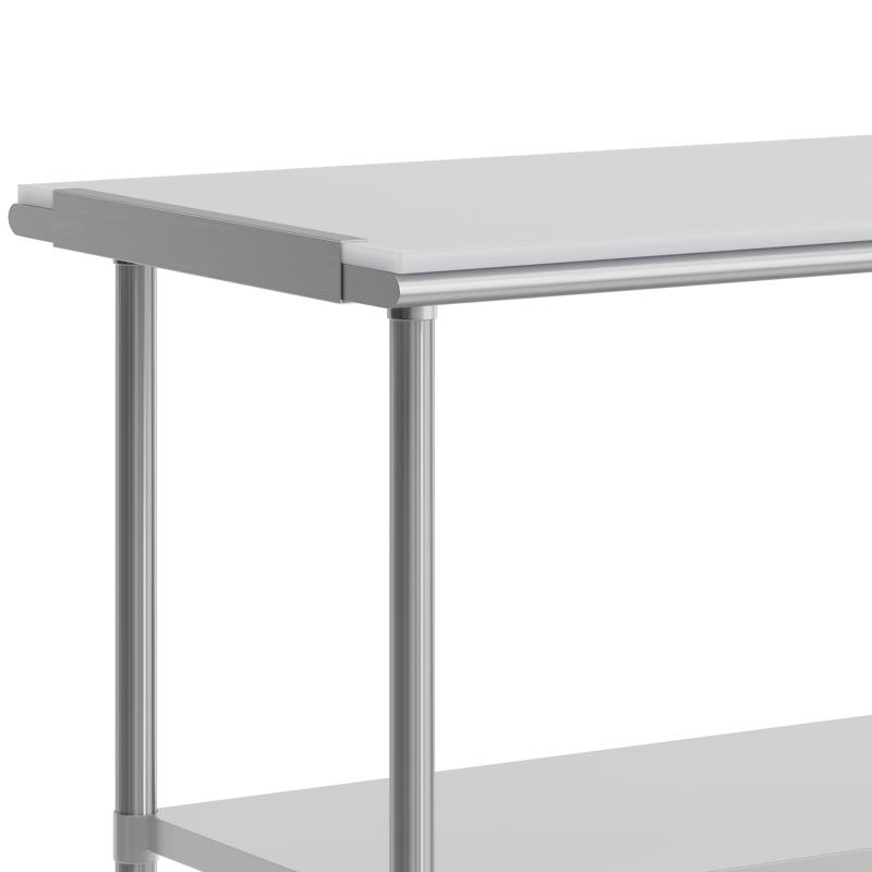 Flash Furniture Reader Portable Prep And Work Table With NSF Certified 18 Gauge Stainless Steel Top Shelf With Poly Cutting Board And Galvanized Steel Undershelf