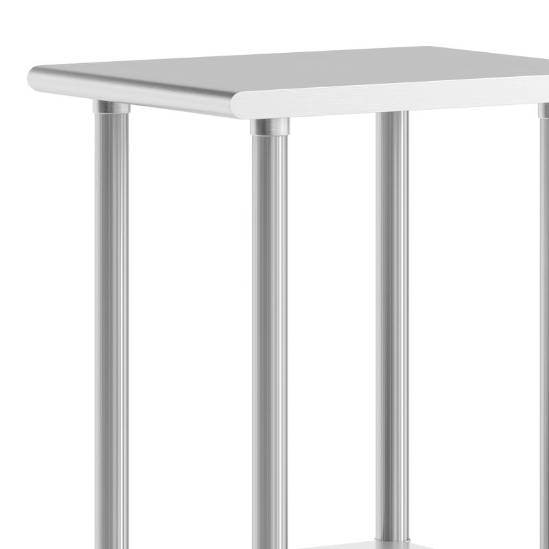 Flash Furniture Reese 24x18 Portable Prep And Work Table With NSF Certified 18 Gauge Stainless Steel Top Shelf Galvanized Steel Undershelf 4 Casters With 2 Locking