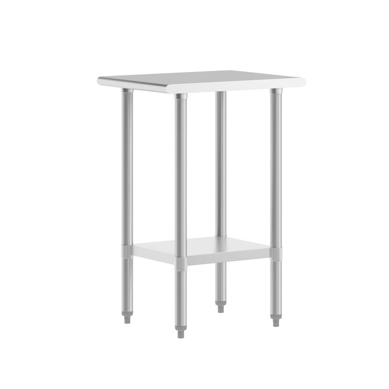 flash furniture Reese 24x18 Portable Prep and Work Table with NSF Certified 18 Gauge Stainless Steel Top Shelf and Adjustable Galvanized Steel Undershelf