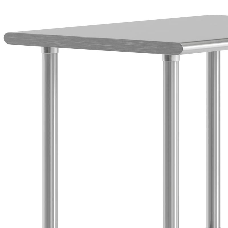 Flash Furniture Reese 24x36 Portable Prep And Work Table With NSF Certified 18 Gauge Stainless Steel Top Shelf Galvanized Steel Undershelf 4 Casters With 2 Locking