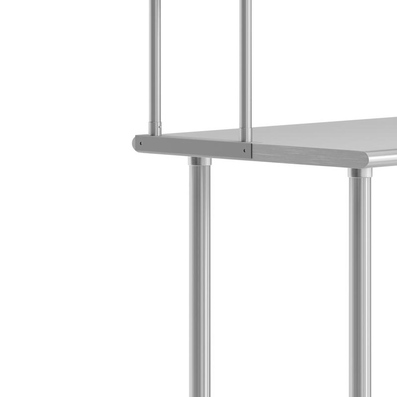 Flash Furniture Reese 24x36 Portable Prep And Work Table With NSF Certified 18 Gauge Stainless Steel Top Shelf And Double Overshelves And Galvanized Steel Undershelf