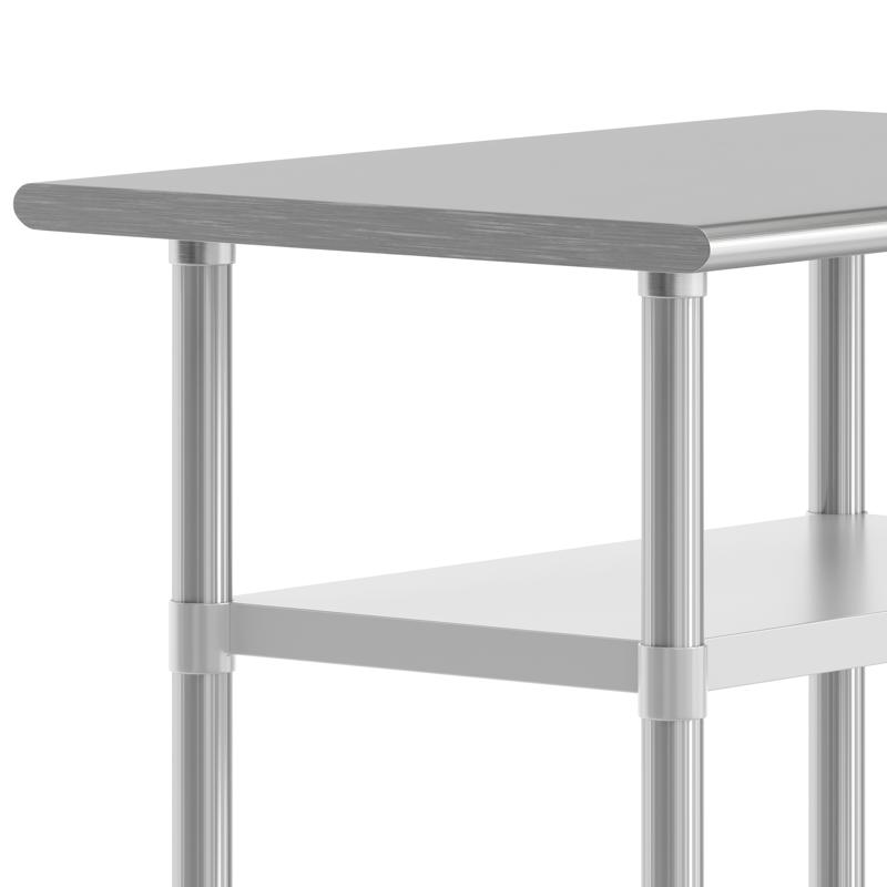 Flash Furniture Reese 24x36 Portable Prep And Work Table With NSF Certified 18 Gauge Stainless Steel Top Shelf And 2 Adjustable Galvanized Steel Undershelves