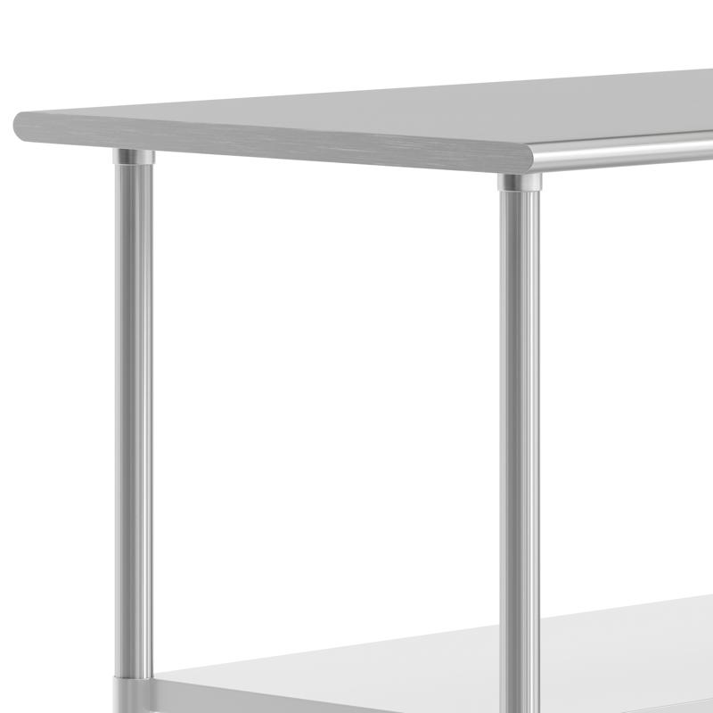Flash Furniture Reese 24x72 Portable Prep And Work Table With NSF Certified 18 Gauge Stainless Steel Top Shelf And Adjustable Galvanized Steel Undershelf