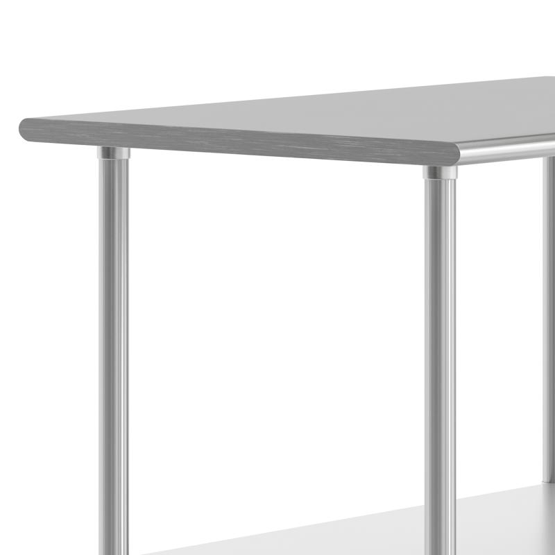 Flash Furniture Reese 24x72 Portable Prep And Work Table With NSF Certified 18 Gauge Stainless Steel Top Shelf Galvanized Steel Undershelf 4 Casters With 2 Locking