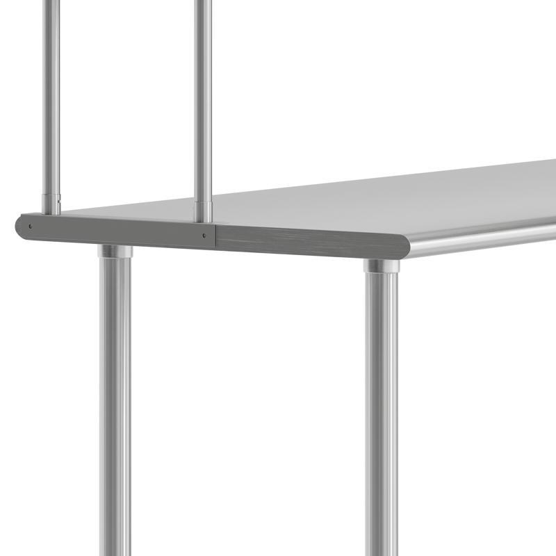 Flash Furniture Reese 24x72 Portable Prep And Work Table With NSF Certified 18 Gauge Stainless Steel Top Shelf And Double Overshelves And Galvanized Steel Undershelf