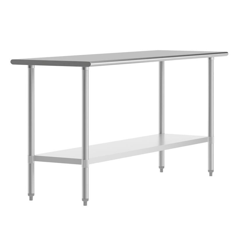 flash furniture Reese 24x72 Portable Prep and Work Table with NSF Certified 18 Gauge Stainless Steel Top Shelf and Adjustable Galvanized Steel Undershelf