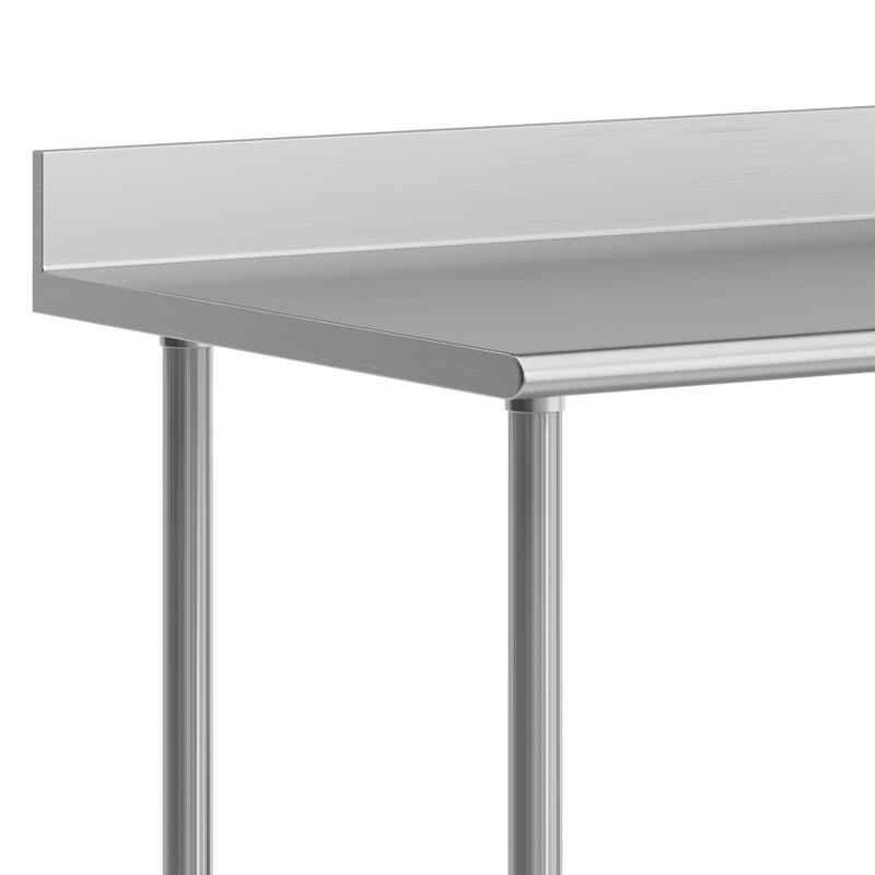 Flash Furniture Reese 30" X 48" Prep And Work Table With NSF Certified Stainless Steel Top Shelf 4" Backsplash Adjustable Galvanized Steel Undershelf 4 Casters