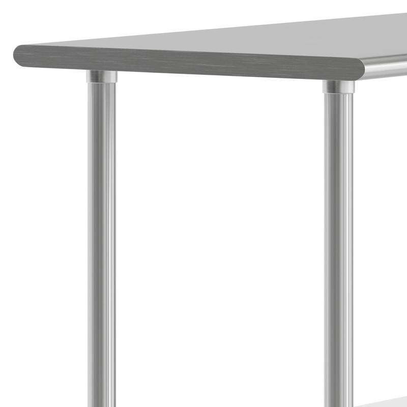 Flash Furniture Reese 30x48 Portable Prep And Work Table With NSF Certified 18 Gauge Stainless Steel Top Shelf And Adjustable Galvanized Steel Undershelf