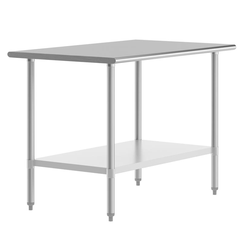 flash furniture Reese 30x48 Portable Prep and Work Table with NSF Certified 18 Gauge Stainless Steel Top Shelf and Adjustable Galvanized Steel Undershelf
