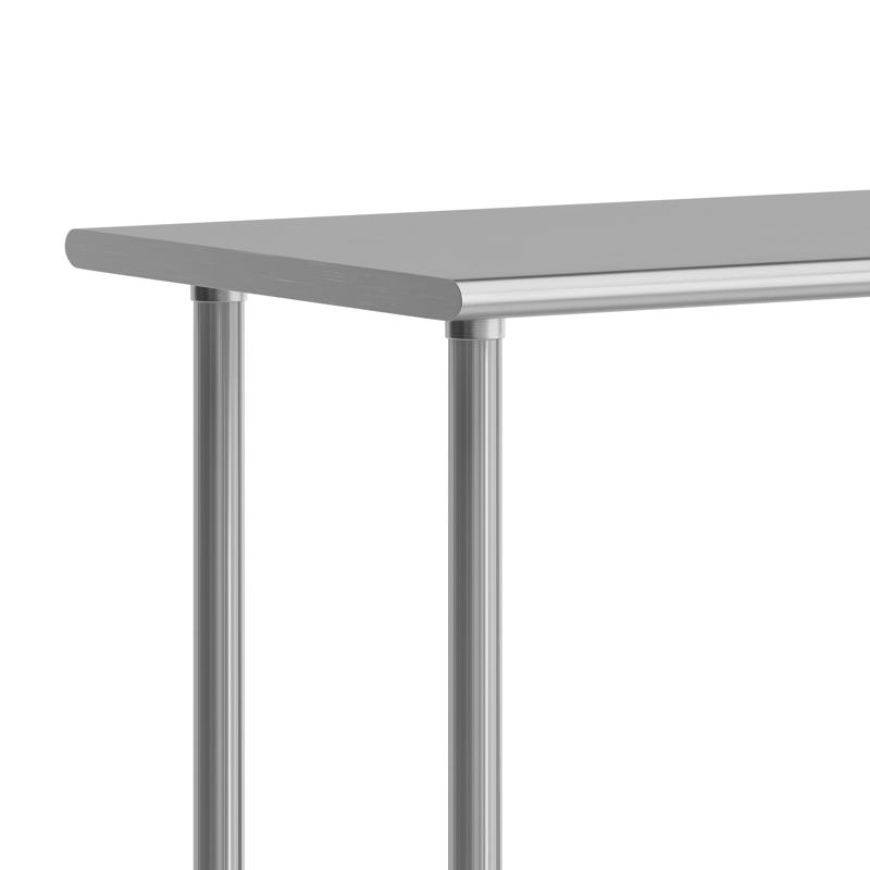 Flash Furniture Reese Portable Prep And Work Table With NSF Certified 18 Gauge Stainless Steel Top Shelf Galvanized Steel Undershelf And 4 Casters With 2 Locking