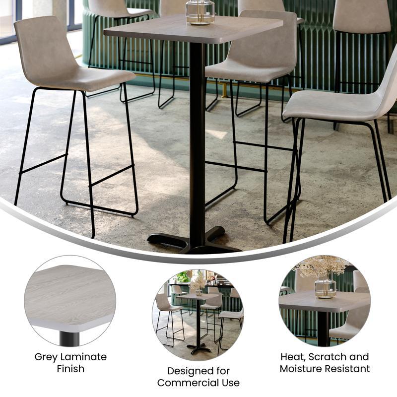 Flash Furniture Stiles 24'' X 30'' Gray Rectangular Laminate Table Top With Black 22 X 22 "X" Style Bar Height Base