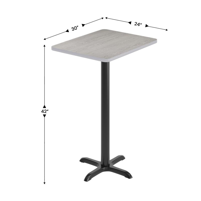 Flash Furniture Stiles 24'' X 30'' Gray Rectangular Laminate Table Top With Black 22 X 22 "X" Style Bar Height Base