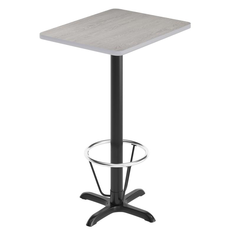 flash furniture Stiles 24'' x 30'' Gray Rectangular Laminate Table Top with Black 22 x 22 "X" Style Bar Height Base with Footring