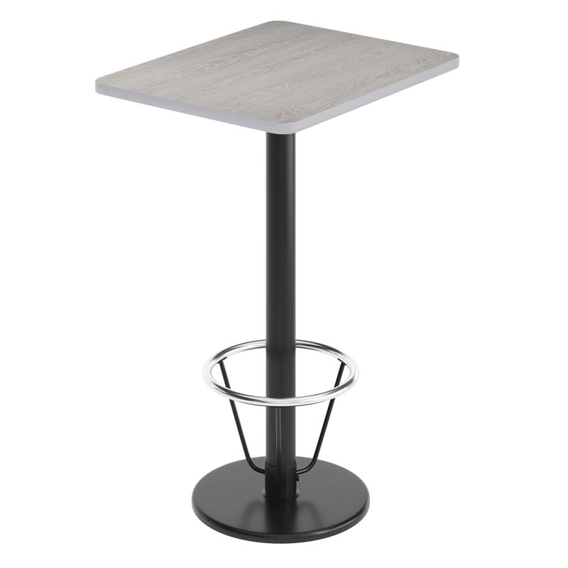 flash furniture Stiles 24'' x 30'' Gray Rectangular Laminate Table Top with Black 18" Round Bar Height Table Base with Footring